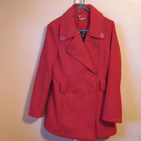 EUC JOU JOU RED PEACOAT L - Picture 1 of 4